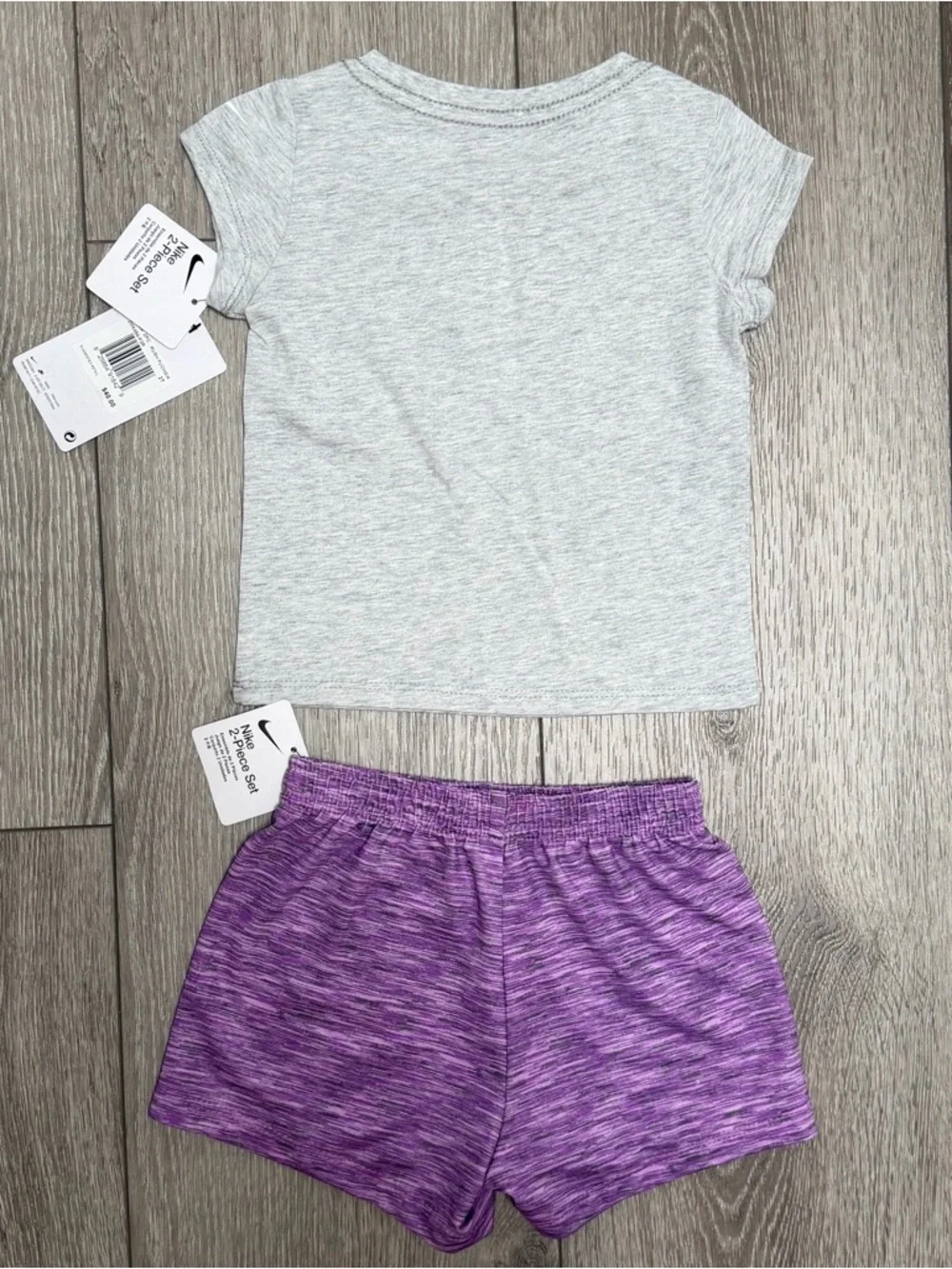 NIKE 2PC SHORT SLEEVE SHIRT AND SHORTS OUTFIT SET FLOWER PURPLE GREY 2T NWT - Picture 6 of 6